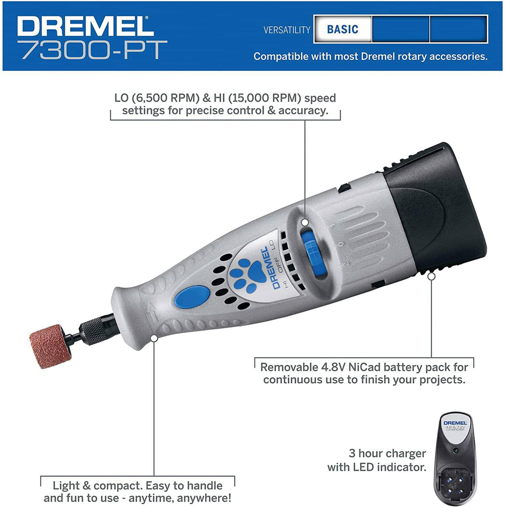 Dremel 7300-PT 4.8V Cordless Pet Dog Nail Grooming & Grinding Tool - Felicitails is founded by Lindsay Giguiere